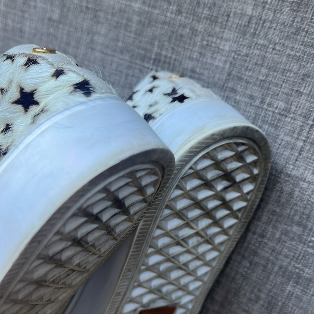 Kannas White Leather & Fur Shoes with Stars Size 7 - Picture 8 of 8